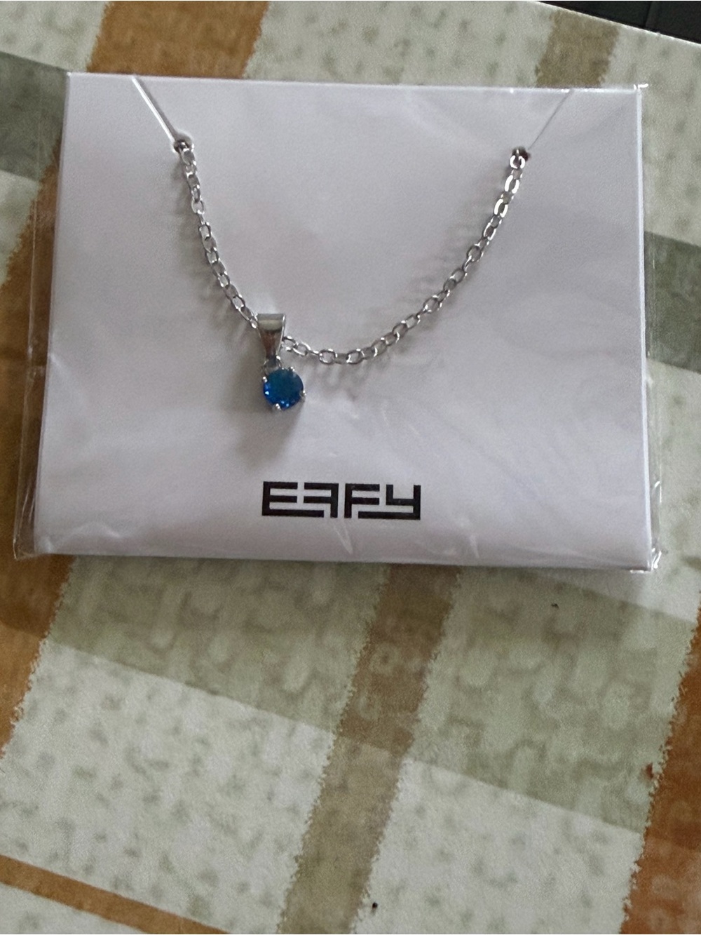 💙 Blue Stone Pendant Necklace (Silver Tone)